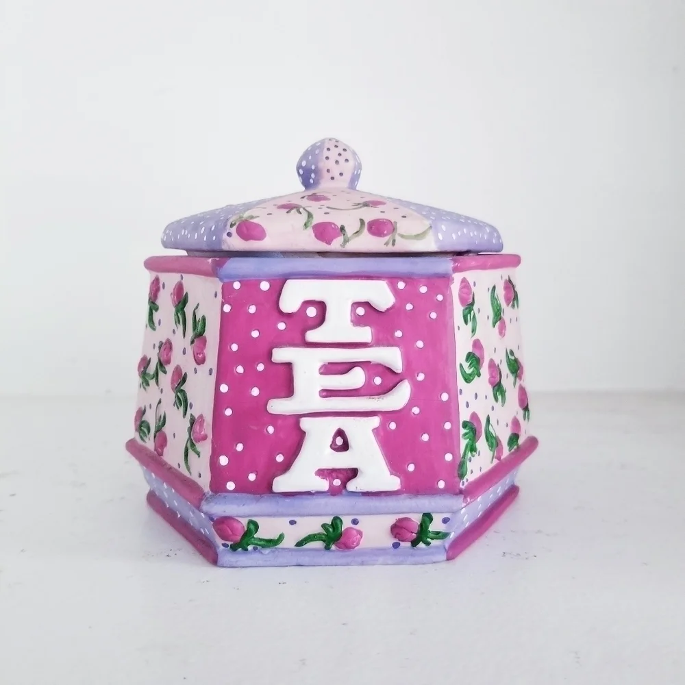 Ceramic Tea Canister Vintage Sweet Shabby Chic LoveShack Fancy Floral Coquette